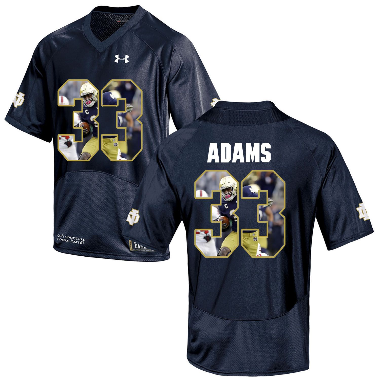 Men Norte Dame Fighting Irish 33 Adams Navy Blue Fashion Edition Customized NCAA Jerseys